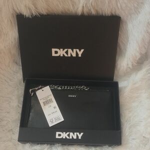 DKNY Black Leather Chain Clutch